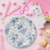 サムシングブルー フローラル フレンチ トワール シノワズリー ペーパープレート (パーティー)