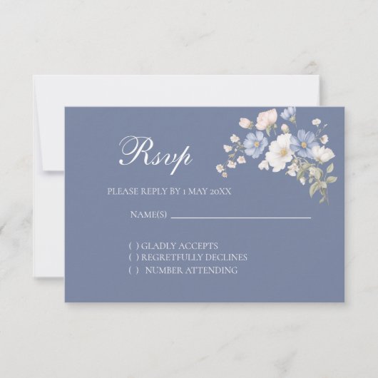 サムシングブルー 結婚式 RSVP カード (正面)