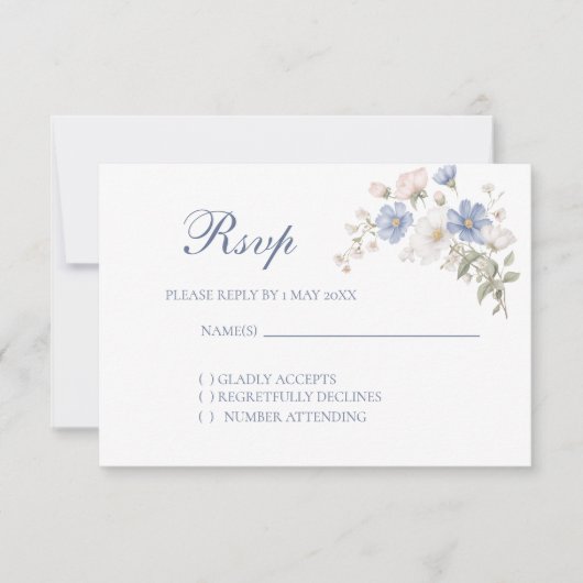 サムシングブルー 結婚式 RSVP カード (正面)