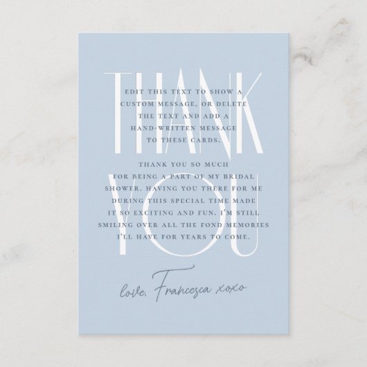 サムシング ブルー | エレガント フラワー ブライダル シャワー サンキューカード (正面)