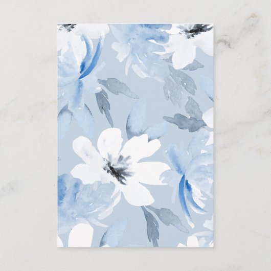 サムシング ブルー | エレガント フラワー ブライダル シャワー サンキューカード (裏面)