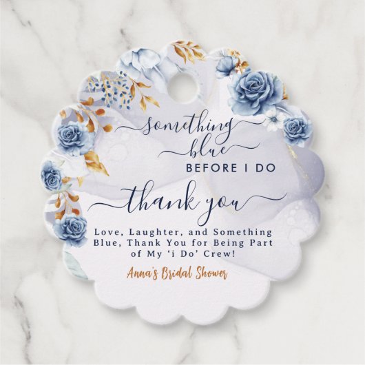 サムシング・ブルー・ビフォア・アイ・ドゥ ブライダルシャワーフラワーズ フェイバータグ (正面)