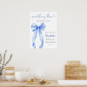 サムシング ブルー ボウ ブライダル シャワー ウェルカム サイン (キッチン)