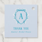 サムシング ブルー 感謝祭 花のデザイン ウェディングシャワーのお礼 フェイバータグ (裏面)