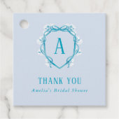 サムシング ブルー 感謝祭 花のデザイン ウェディングシャワーのお礼 フェイバータグ (正面)