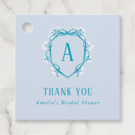 サムシング ブルー 感謝祭 花のデザイン ウェディングシャワーのお礼 フェイバータグ