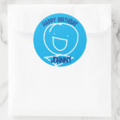 サムスティックマン誕生日クラシックラウンドステッカー ラウンドシール (バッグ)