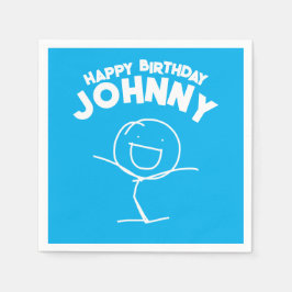 サムスティックマン誕生日紙ナプキンス スタンダードカクテルナプキン