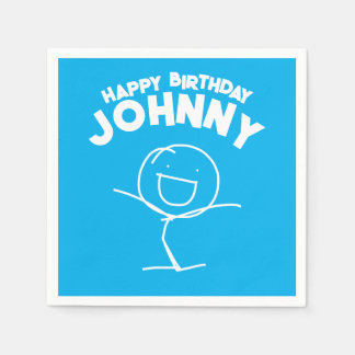 サムスティックマン誕生日紙ナプキンス スタンダードカクテルナプキン