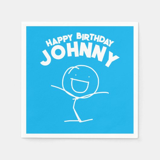 サムスティックマン誕生日紙ナプキンス スタンダードカクテルナプキン (正面)