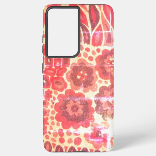 サムスンギャラクシス21ケースレトロフラワーデザイン SAMSUNG GALAXYケース (裏面)