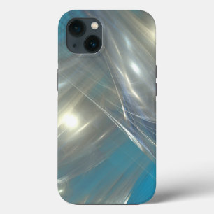 サムスンギャラクシーの抽象芸術ブルーと銀ケース iPhone 13ケース