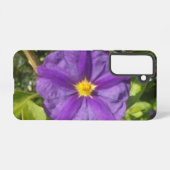 サムスンギャラクシー21ケースパープルフラワースタイルデザイン SAMSUNG GALAXYケース (裏面横)