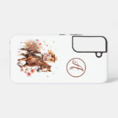 サムスンS22レッドヘッドウーマンオンブラウンホースイニシャル SAMSUNG GALAXYケース (裏面横)