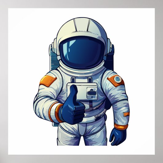 サムズアップする宇宙飛行士 ポスター (正面)