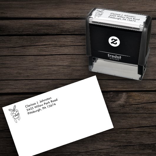 サムズアップラビットスケッチビッグノーズボウタイ セルフインキングスタンプ