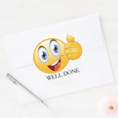 サムズアップ絵文字  すばらしい ハッピー顔 カスタマイズ ラウンドシール (封筒)