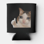 サムズアップOkキャットミーム両面ブラック 缶クーラー (正面)