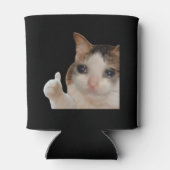 サムズアップOkキャットミーム両面ブラック 缶クーラー (裏面)