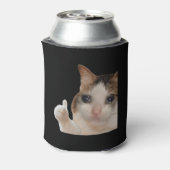 サムズアップOkキャットミーム両面ブラック 缶クーラー (缶裏面)