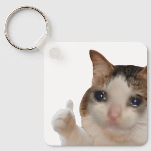 サムズアップOK猫ミームのキーチェーン キーホルダー (正面)