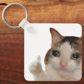 サムズアップOK猫ミームのキーチェーン キーホルダー (正面)