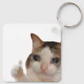 サムズアップOK猫ミームのキーチェーン キーホルダー (裏面)