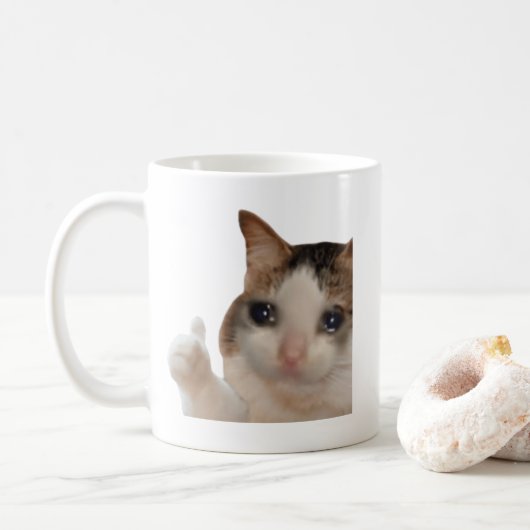 サムズアップOK猫ミームマグカップ両面 コーヒーマグカップ (ドーナツ)