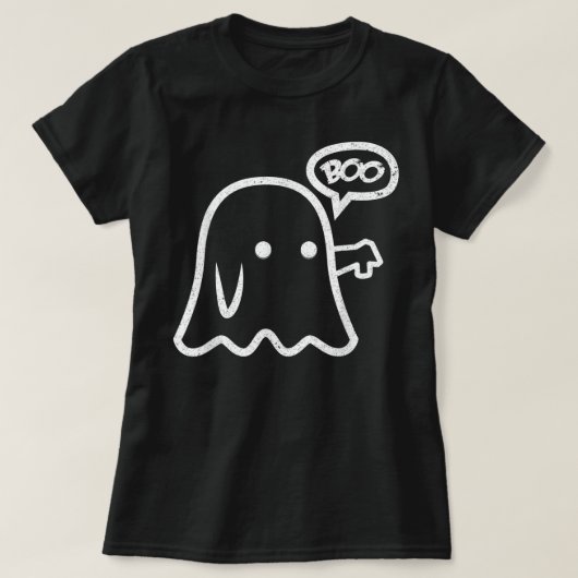 サムズダウンおもしろいブー幽霊ハロウィーン Tシャツ (デザイン正面)