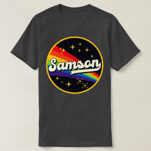 サムソンレインボーイン宇宙ヴィンテージスタイル Tシャツ (デザイン正面)