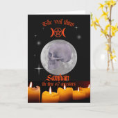 サムハインの骸骨と月のカード カード (黄色い花)