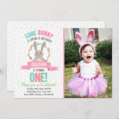 サムバニーイースター春誕生日招待状 招待状 (正面/裏面)