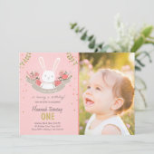 サムバニーイースター春誕生日招待状 招待状 (スタンド正面)