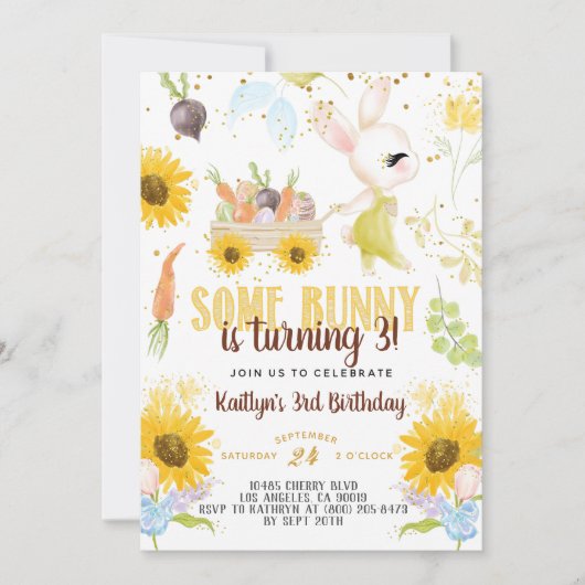 サムバニーイースター誕生日招待状 招待状 (正面)