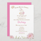 サムバニーピンクベビーシャワー招待状  招待状 (正面/裏面)