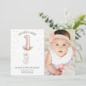 サムバニー誕生日招待状ガールファーストピンク 招待状 (スタンド正面)