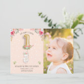 サムバニー誕生日招待状ガールファーストピンク 招待状 (スタンド正面)