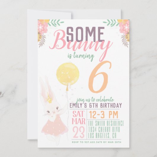 サムバニー誕生日招待状 招待状 (正面)