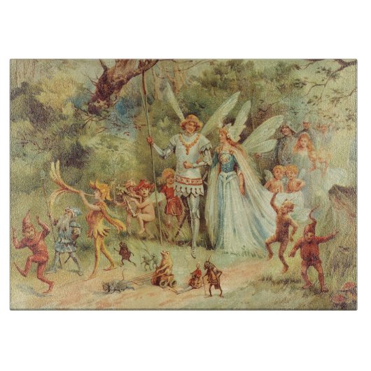 サムベリーナとプリンス結婚のヴィンテージ童話 カッティングボード (正面)