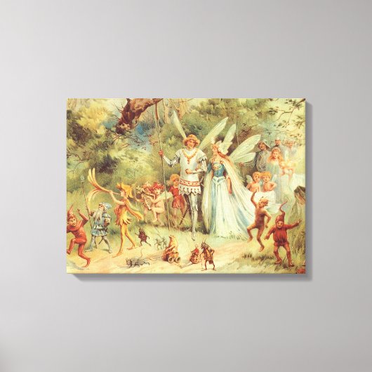 サムベリーナとプリンス結婚のヴィンテージ童話 キャンバスプリント (正面)