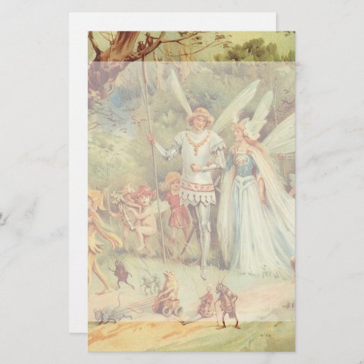 サムベリーナとプリンス結婚のヴィンテージ童話 便箋 (正面/裏面)