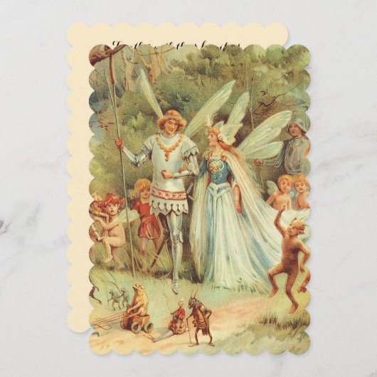 サムベリーナとプリンス結婚のヴィンテージ童話 招待状 (正面/裏面)