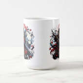 サムライと白狼のマグカップ | 日本の武士ファンタジー コーヒーマグカップ (中央)