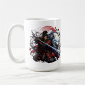 サムライと白狼のマグカップ | 日本の武士ファンタジー コーヒーマグカップ (左)