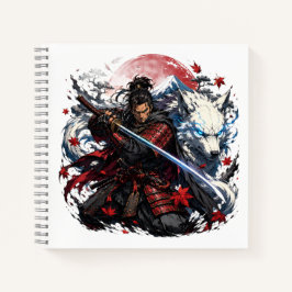 サムライと白狼のマグカップ | 日本の武士ファンタジー ノートブック