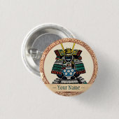 サムライアーマー王鎧日本のクラシックアートのタトゥー 缶バッジ (正面&裏面)