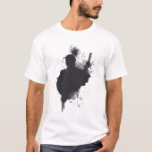 サムライインクシルエット ダークウォリアーアート Tシャツ (正面)