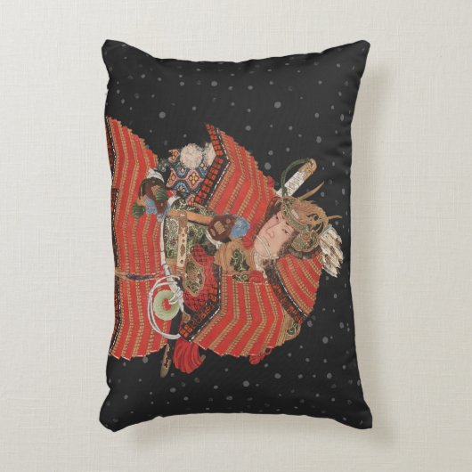 サムライウォリアーヴィンテージ日本のアート アクセントクッション (正面(垂直))