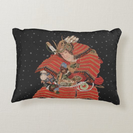 サムライウォリアーヴィンテージ日本のアート アクセントクッション (裏面)