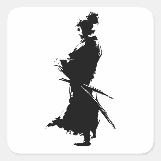 「サムライウォリアー日本のシール – Ink Art Vinyl スクエアシール (正面)